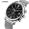 cwp SINOBI Men Watches Sports Chronograph Men Wrist with Week Display Date Full Steel Top Brand Luxury Relogio Masculino