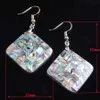 Women Dangle Earrings Jewelry Paua Abalone Checkered Rhombus Natural Shells Earring Handmade Gem Stone 5 Pairs