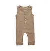 Baby Rompers Boys Girls Solid Ärmlös Jumpsuits Kids Casual Knapp Bodysuitbyxor Barn Onesies Sleepwear Payamas Climb Suit Byp408