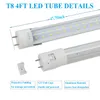 Tubes lumineux led t8 à double broche, 4 pieds, 22W, 28W, doubles rangées, T8, remplacement de Tube régulier, AC 110-240V, couvercle Transparent UL FCC, en Stock aux états-unis