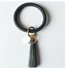 Tassel Armband Keychain Leopard Snakeskin PU Läder Bangle Key Holder Big O Key Ring Girls Wristlet Armband Bangles 19 Färger Zyq179
