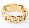 Gnayy Smycken Stor 316L Rostfritt Stål Smycken Guld Miami Kubansk Curb Chain Armband Bangle Heavy Stort 26mm 23cm (9 tum) Mens C19021501