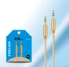 3,5 mm jack nylon flätad kabel metall jack hane till manlig bil Aux Auxiliary Cord för telefon MP3 -surfplatta PC Stereo Audio Cable