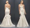 Белые свадебные платья свадебные платья Действительно ZAC Posen Showed Mermaid сатинированное платье с большим бантом скромный без бретелек крытая кнопка рыбийства