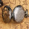 Steampunk Clássico Relógio de Bolso Estojo Oco Abóbora Masculino Feminino Quartzo Relógios Analógicos Colar Corrente