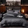 Ensemble de literie d'hôtel de couleur unie King Size coton égyptien soyeux drap de lit housse de couette taie d'oreiller violet brodé couvre-lit
