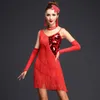 Hight Quality Latin Dance Jurken Sexy bretels Pailletten Kwasten Jurk Dames Salsa Tango Dancewear Dance Costume Fringed gouden pailletten