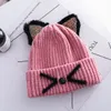 Novo Outono Inverno Criança Bebê Meninas Meninos Malha Chapéu Orelhas de Gato Dos Desenhos Animados Crianças Gorros De Malha Crânio Caps Crianças Chapéus Quentes 15232