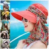 Широкие шляпы Breim Floral Print Floppy Caps Sunscreen Ponytail Hats Sunsk Resior Cap женская езда Anti-UV Beach Sun Hat складной B5101