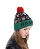 Jul mode LED stickad hatt mode xmas kepsar ljus upp mössor kepsar utomhus ljus pompon boll skid cap party hattar dc806