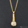 Bling Bling Hip Hop Jewelry Ice Out музыкальные стереоскопические подвески микрофона.