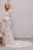 2020 Volle Spitze Meerjungfrau Brautkleider Elegante Applizierte V-ausschnitt Lange Ärmel Brautkleid Sweep Zug Nach Maß Vestidos De Novia