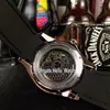 Nowa bąbelka Rose Gold Case L390 03694 Czarna tarcza Srebrna czaszka Tourbillon Automatyczna męska zegarek brązowe skórzane zegarki Hello WAT2568