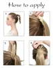 Ponytail Clip In Hair Extensions, 20 tum Ombre Två Tone Lång Straight Clip In / On Hair Extension Human Hair Drawstring Ponytail Grå / Svart