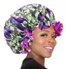 Afrikansk mönster Skriv ut Bonnet Night Sova Cap Stor Storlek Dubbel Lag Satin Turban Kvinnor Hårvård Mjuka hattar Kemo Headwear