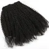 VMAE Peruanisches Afro-Kinky-Lockiges 4A-Clip-in-Haarverlängerung, afroamerikanisches menschliches Naturhaar, 120 g, 140 g, 160 g, 4A-Clip-in-Haar