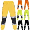 Pantaloni da tuta di sicurezza da uomo Pantaloni da jogging da lavoro ad alta visibilità Pantaloni lunghi per sport all'aria aperta Fondo verde fluorescente casual