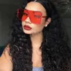 2019 occhiali da sole quadrati di oversize Women New Trendy Flat Top Red Blue Clear Lens Uomini Vintage Gradient Shades Uv400