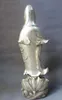 17 "Kina Silver Carved Buddhism Lotus Flower Kwan-Yin Buddha Guanyin