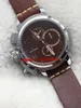 Novo cronógrafo de quartzo U Men039s Black Dial Leather Watch4135095