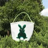 Mermaid Sequins Easter Basket Canvas Rabbit Bags Bunny Storage Bag DIY Cute Easter Gift Handbag Rabbit Ears Put Easter Eggs Baskets