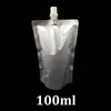 100mlの透明なプラスチックスタンドアップパッケージバッグコーナースパウト付き100 mlのドイピックスパウト蓋ポーチ液体飲料飲料フルーツジュース大豆ミルクストレージ