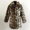 Cappotti lunghi in pelliccia sintetica leopardata da donna Cappotto da trench in visone peloso caldo invernale Cappotto elegante da donna in pelliccia allentata