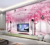 カスタム3D壁画の壁紙桃、蝶、桜3 d壁紙壁任意の部屋の背景3D写真壁画