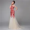 High Quality New Bra Champagne Long Party Prom Dresses Fashion Red Lace Fishtail Slim Sleeveless Evening Dresses