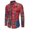 Men's Casual Shirts Men Slim Social Club Shirt Autumn Baroque Camisa Fit Printed