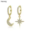 Boucles d'oreilles de cerceau étoiles en or Crycon Gold Cyconia Cumbic Zirconia Set New Design Moon Market de mariage coréen bijoux pour femmes bijoux8266787