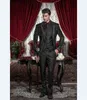 Embroidery Groomsmen Peak Lapel Groom Tuxedos Black Men Suits Wedding/Prom/Dinner Best Man Blazer ( Jacket+Pants+Tie+Vest ) K180