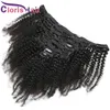 Dicke Afro gekinky lockig rohe jungfräuliche indische Clip in Erweiterungen 100% menschliches Haar natürliche Locken Clips auf Weave 8pcs 120g/Set 8-22 Zoll