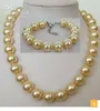 Best Buy Nueva joyería de perlas 12 mm concha de oro Perla 18 "Collar 7.5" Pulsera 14k.