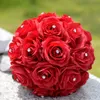 HS Bridal Bridal Bouquet 2019 European Fake Flowers Artificial Rose Home Dekoration Bröllopsbukett med Crystal Sexemara