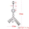 Sexy Gun Shape Wasit Buikdans Crystal Body Sieraden Rvs Strass Navel Bell Button Piercing Dangle Rings voor Vrouwen