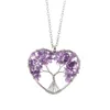 Natural Crystal Stone Choker Necklaces Chakra Tree Of Life Quartz Heart Pendant Women Jewelry Free Shipping