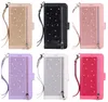 Multifunction Sparkle Leather Wallet Cases For Iphone 15 14 Plus Phone15 13 12 Mini 11 Pro XS MAX XR X 10 8 7 6 Zipper ID 9 Card Slot Bling Glitter Sparkly Cover Girls Pouch