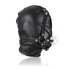 Niewoli syntetyczny skórzany kaptur maska ​​maska ​​usta knebelbage gimp ograniczenia #r52