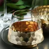 Gold Honeycomb Glass Flower Vases Metallic Tone Modern Minimalist Tabelltop Home Decor Wedding Centerpieces