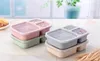 Étudiant Lunch Box 3 grille Blé Paille Biodégradable Micro-ondes Bento Box enfants Boîte De Stockage Des Aliments école aliments conteneurs avec couvercle dc695