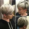 Seitenteil Ombre Blonde kurze Bob-Perücke Gerade synthetische Lace-Front-Perücken mit Pony Hitzebeständige Faser ohne Kleber für weiße Frauen