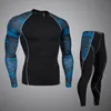 اللياقة البدنية الرجال برو ضغط مجموعة mma rashguard الجلد قاعدة طبقة تجريب طويلة الأكمام مجموعات crossfit jiu جيتسو تي شيرت homme1