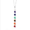 Silverfärg Sju Färg Sten Chakra Halsband Pendants Yoga Reiki Healing Balansering 7 Chakra Halsband Kvinnor Present