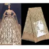 2019 Moda Quente Elegante Francês Lantejoulas De Laço De Malha De Laço Tecido Top Quality Qualidade Material de costura para vestido de noiva 5yards