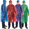 Housse de pluie en plastique Portable vêtements de pluie imperméable extérieur jetable Transparent avec capuche imperméable Camp pluie Cape à capuche Ponchos