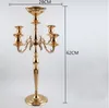 Dekorasyon Yeni Stylegold 5Arms Şamdan Şam Tutucular Metal Şamdan Gold Finish Candlesticks Candle Holder Düğün Etkinlik Dekoru