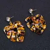 Fashion-dangle earrings for women colorful Acrylic fashion leaves chandelier earrings Bohemian holiday style earring 4 colors