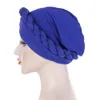 2021 Fashion Pure Color Braid Muzułmańskie kobiety Turban Hat Chemo Cap Zadaszek Zgłoszenie Milk Milk1262o