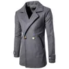 продажи золотых пуговиц случайного мужское длинные пальто мужской осенне-зимняя мода сплошного цвета кармана большого обертывание